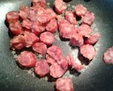 A picture of step 2 of Chinese style sausage and eggs.
