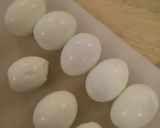 A picture of step 1 of Easy devilled eggs.