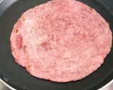 A picture of step 4 of Beetroot wheat tortilla wrap.