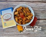 A picture of step 4 of Chicken Jalfrezi.
