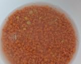 A picture of step 1 of Masoor Dal khichadi.