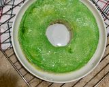 A picture of step 10 of Green Pudding with the hint of coconut powder and Pakola syrup.