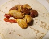 A picture of step 3 of Chorizo and chicken wrap.