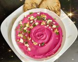 A picture of step 3 of Beetroot Hummus.