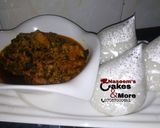 A picture of step 8 of Ugu soup with egusi.