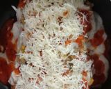 A picture of step 7 of Bread Lasagna in pan.