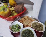 A picture of step 4 of #HBC# Jowar Panner paratha,saag,snake gaurd,banana steam subji.