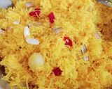 A picture of step 7 of Zarda Chawal 🧡❤️💛.