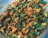 A picture of step 9 of Bhindi Masala.