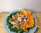 Hình bước làm 5 của món Ức gà xào nấm + súp lơ (bữa tối eat clean)