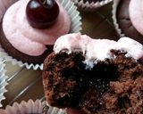 A picture of step 12 of Vickys Chocolate Cherry Cupcakes, GF DF EF SF NF.