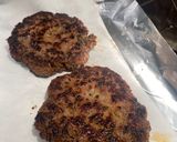 A picture of step 2 of Salisbury steak with mushroom gravy.