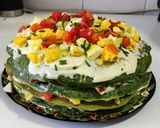 Foto del paso 12 de la receta: Tarta de panqueques rellena de verduras