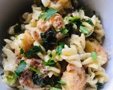A picture of step 4 of Creamy Garlicky Shrimp with Pasta 🍤.