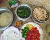 A picture of step 1 of Prawns biryani.