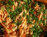 A picture of step 4 of Tagliatelle Arrabbiata.