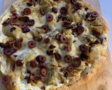 A picture of step 7 of Artichoke, Sun-dried Tomato, and Goat Cheese Pizza.