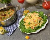 A picture of step 8 of Chinese fried rice with Russian salad.