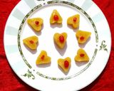 A picture of step 7 of Mango Sheera Hearts.