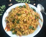 A picture of step 5 of Leftover khaman/dhokla Upma.