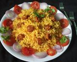 A picture of step 11 of Rajasthani Govind Gatta pulao.