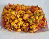 A picture of step 3 of Corn paneer chat.