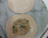 A picture of step 3 of Potato paratha with onion raita.