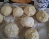 A picture of step 3 of White chapati (oiled thrice and rolled out twice).