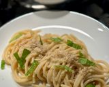 A picture of step 3 of Lemony Hummus Pasta.