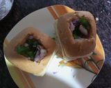 A picture of step 2 of Bhaji stuffed baked cheesepav.