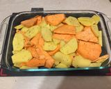 A picture of step 2 of Potato and Sweet Potato bake.