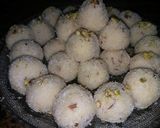A picture of step 1 of Coconut ladu.