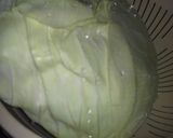A picture of step 1 of Lebanese Makmoura or Rice with Cabbage.