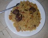 A picture of step 5 of Noodles with veggies and minced meat balls.