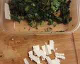 A picture of step 3 of Spinach, potato and feta "tortilla" with a fried egg.