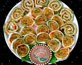A picture of step 7 of Cucumber Weave Noodles Pinwheel Sandwich.