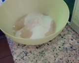A picture of step 1 of Basbousa(Semolina Cake).