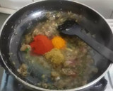 A picture of step 2 of Matar-Paneer curry.