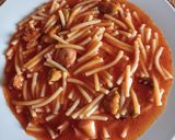 A picture of step 3 of Stewed Noodles with Mussels and Squid.