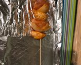 A picture of step 4 of Healthy chicken skewers served with a salad.