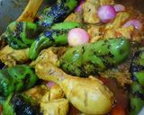 A picture of step 15 of Chicken with roasted jalapeno and pickled onion.