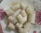 A picture of step 2 of (Snack) Fried Sandwich-Wrapped Sausages.