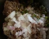 A picture of step 1 of Keema Doi Bora.