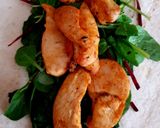 A picture of step 4 of My Marinated Chicken Strips in a wrap Red Hot Sauce.