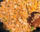 A picture of step 1 of Omu rice  (Japanese style Rice omelette).