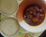A picture of step 2 of Ekuru (white moin moin) and ata dindin.