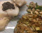 Foto del paso 13 de la receta: Bacalao confitado con puré de patatas, alcachofas y habitas