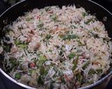 A picture of step 3 of Mix veg fried rice.