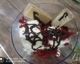A picture of step 2 of Red valvet cake ice cream 😋😋😋.