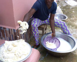 A picture of step 3 of Processing of akpu. Cassava.